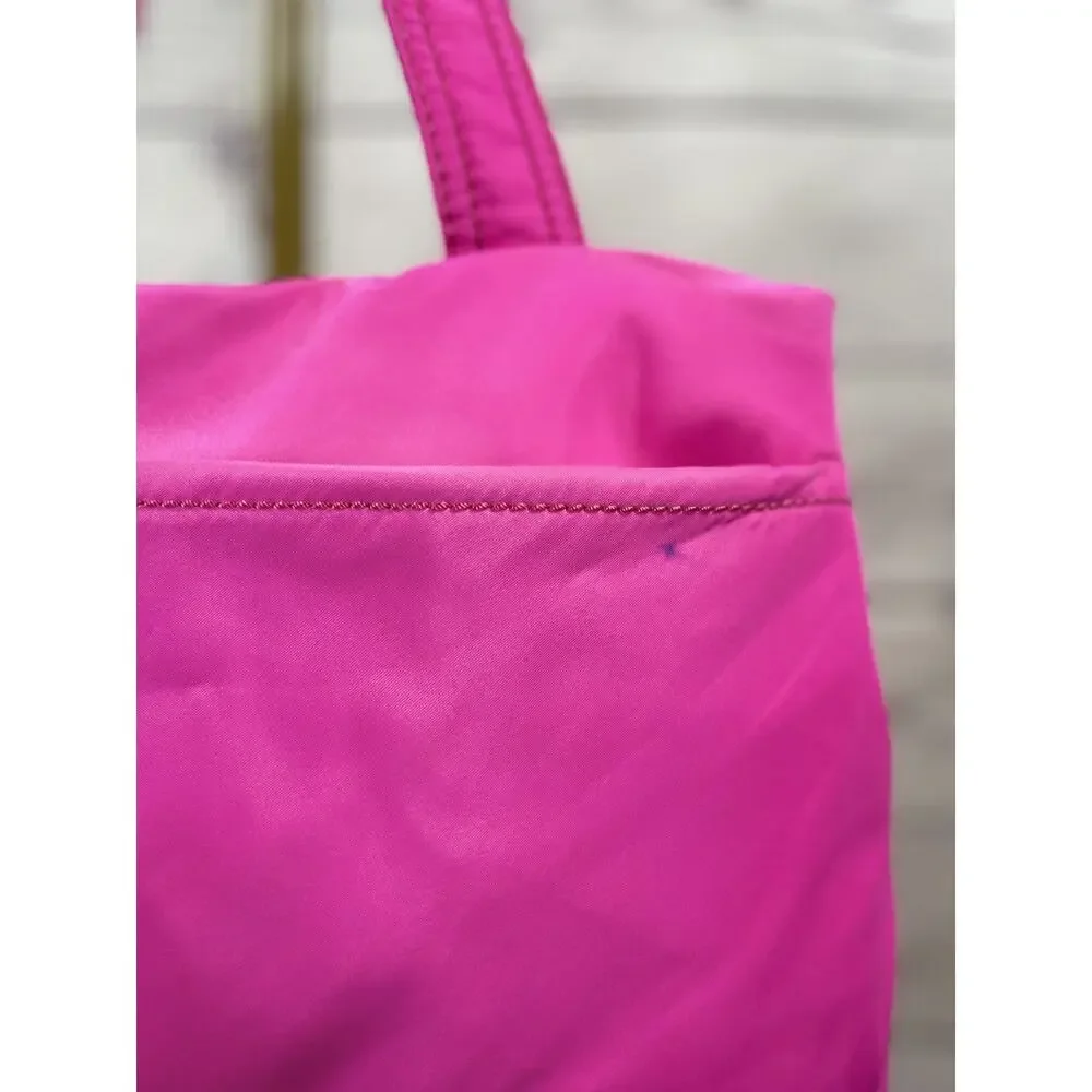 Kate Spade New York Hot Pink Nylon Tote Bag Bow Accent Shoulder Purse - Picture 8 of 13